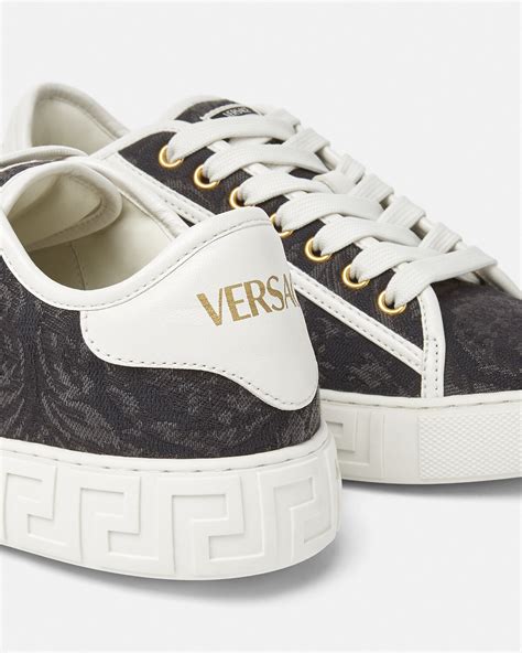 versace greek key running shoes black|Barocco Greca Sneakers Black,Print .